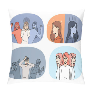 Personality  Set Of Diverse People Struggle With Mental Problems  Pillow Covers