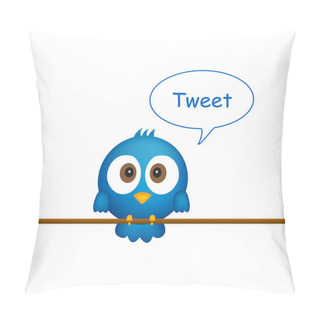 Personality  Blue Bird Sitting On Rope, Singing Pillow Covers