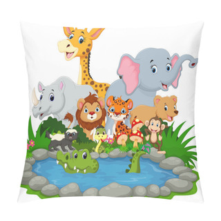 Personality  Wild Animal With A Crocodile In A Small Lake  Pillow Covers