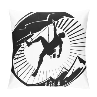 Personality  Rock Climber At Sunset. Pillow Covers