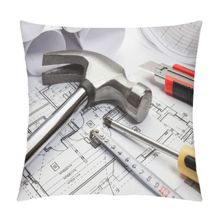 Personality  Architecture Blueprints And Tools Pillow Covers