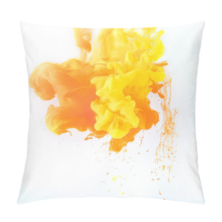 Personality  Texture With Yellow And Orange Paint Splashes, Isolated On White Pillow Covers