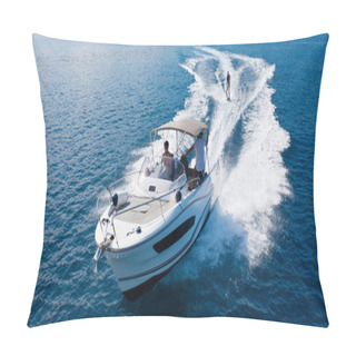 Personality  Speedboat With Wakeboard Rider On Open Sea Pillow Covers