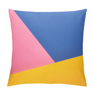 Personality  Geometrical Texture With Blue, Pink And Yellow Papers Pillow Covers