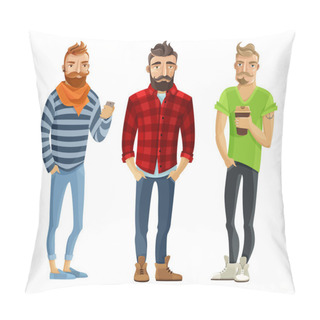 Personality  Hipster Cartoon People Set Pillow Covers