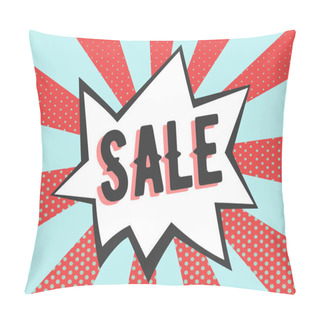 Personality  Sale Poster In Pop Art Style. Retro Rays With Dots Banner Pillow Covers