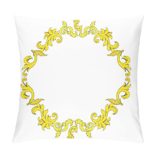 Personality Vector Golden Monogram Floral Ornament. Black And White Engraved Ink Art. Frame Border Ornament Square. Pillow Covers