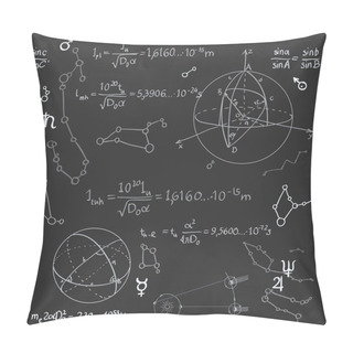 Personality  Seamless Pattern Of The Formulas On The Astronomy On Blackboard Pillow Covers