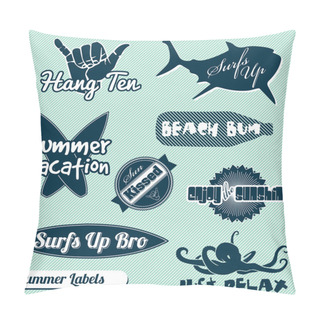 Personality  Vector Set: Surf Summer Labels Pillow Covers