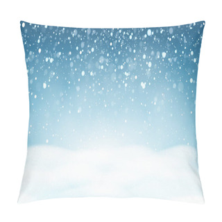 Personality  Winter Snowfall Background, Falling Snow, Snowflakes. Christmas Vector Landscape. Pillow Covers