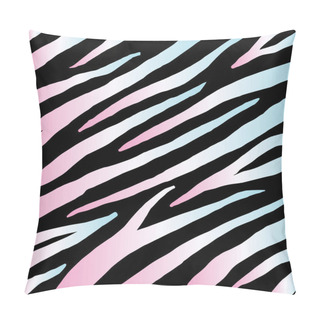 Personality  Vector Holographic Pastel Zebra Fur Print Pattern On Black Background  Pillow Covers