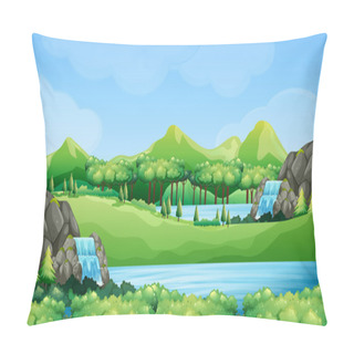 Personality  Nature Scene With Waterfalls And Lake Pillow Covers