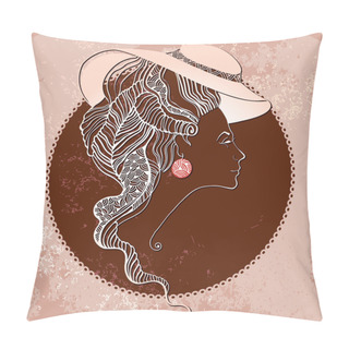 Personality  Baroque Style. Fashion  Young Lady Head Silhouette Pillow Covers