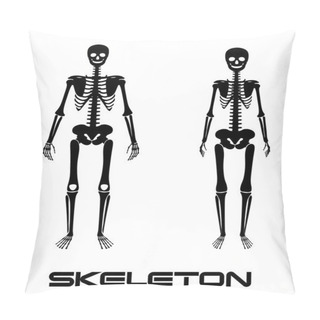 Personality  Male And Female Skeleton - Vector Silhouettes Pillow Covers
