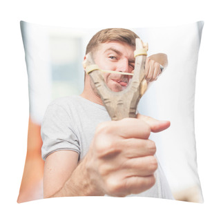 Personality  Blond Man With A Slingshot Pillow Covers