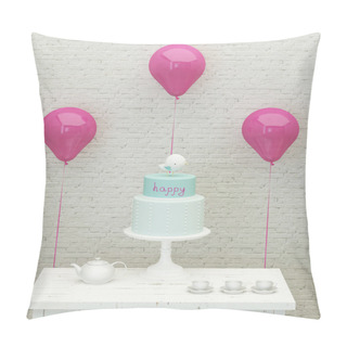 Personality  Birthday Cake, Ballons And Presents For Girl 3d Pillow Covers