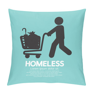 Personality  Homeless With Possessions Cart Symbol Vector Illustration Pillow Covers