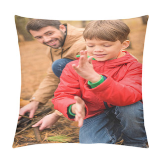 Personality  Father And Son Kindle Bonfire Pillow Covers