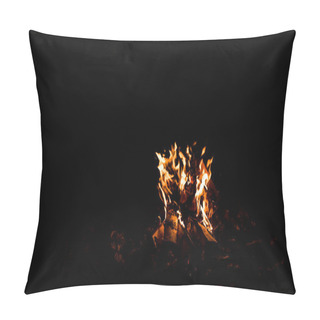 Personality  Orange Flame In Bonfire Isolated On Black Pillow Covers