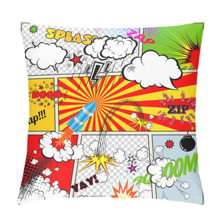 Personality  Set Of Retro Comic Book Vector Design Elements, Speech And Thought Bubbles Pillow Covers