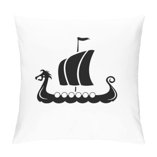 Personality  Drakkar Vikings Logo Vector Illustration. Viking Ship Boat Scandinavia Logo Icon. Viking Transport Warship. Pillow Covers