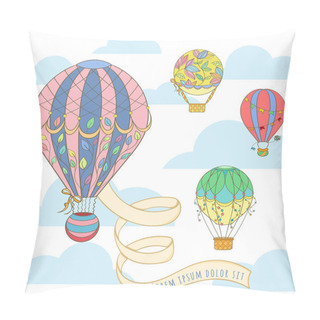 Personality  Hot Air Balloon In The Sky Invitation Card Pillow Covers