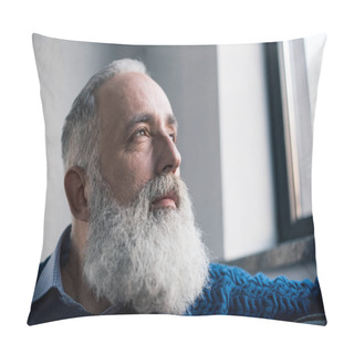 Personality  Pensive Senior Man Pillow Covers