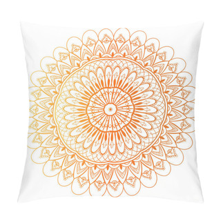 Personality  Round Gradient Mandala On White Isolated Background. Vector Boho Mandala In Yellow And Orange Colors. Mandala With Floral Patterns. Yoga Template Pillow Covers