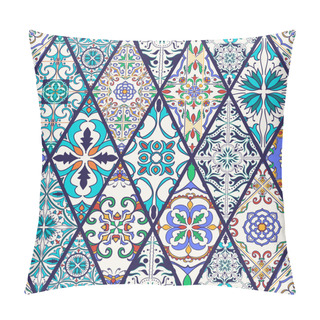 Personality  Vector Seamless Texture. Beautiful Mega Patchwork Pattern For Design And Fashion With Decorative Elements Pillow Covers