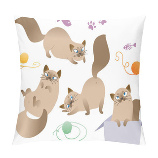 Personality  Collection Of Playful Cat Isolated On White Background Pillow Covers