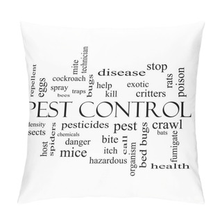 Personality  Pest Control Word Cloud Concept In Black And White Pillow Covers