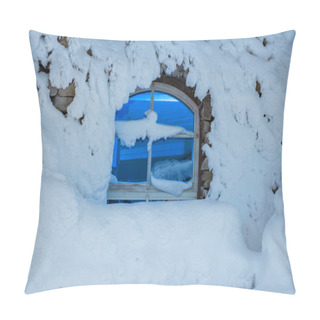 Personality Dark Window In A Cold, Snowy Winter Night Pillow Covers