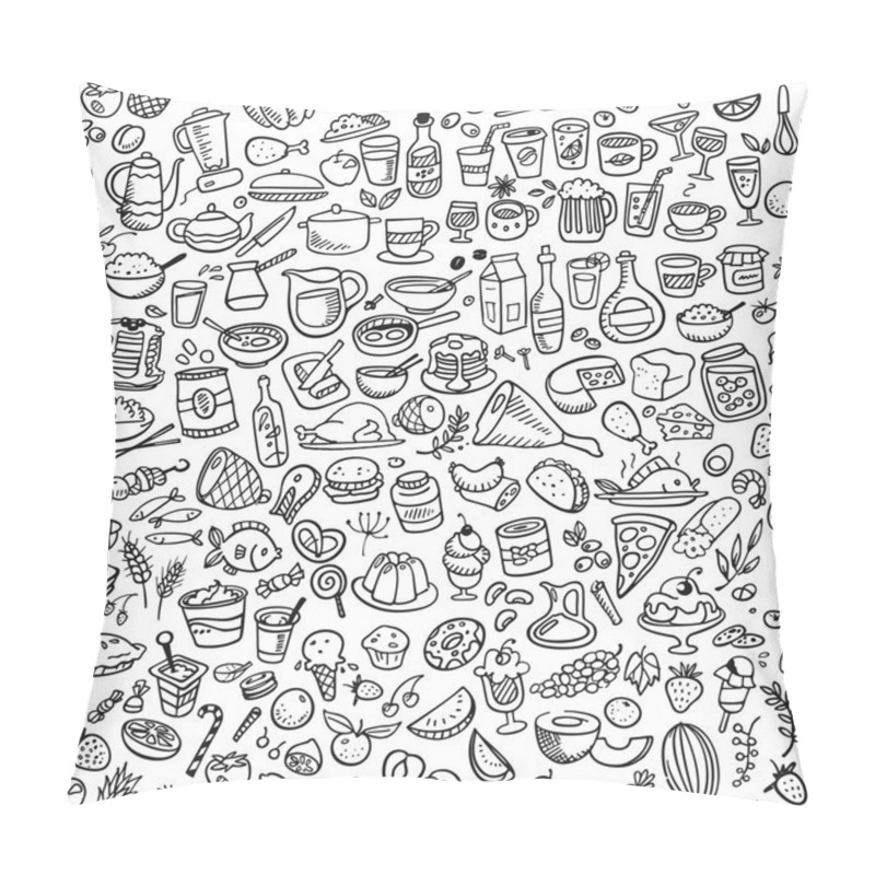 Personality  Doodle food icons seamless background pillow covers