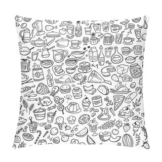 Personality  Doodle Food Icons Seamless Background Pillow Covers