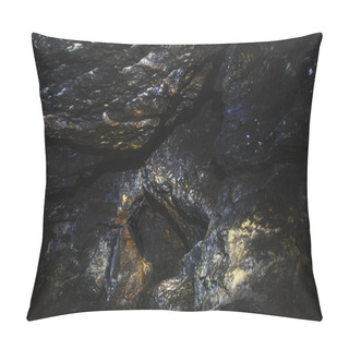 Personality  Cave Mouth Opening. Entrance To Cave In Cliff Rocks. Travel Exploration Danger Concept. Mlynky Gypsum Cave, Ukraine Pillow Covers