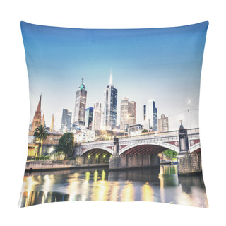 Personality  Stunning Night Skyline Of Melbourne With River Reflections Pillow Covers