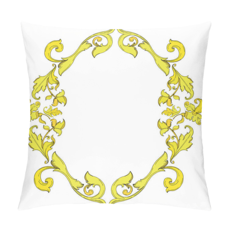 Personality  Vector Gold monogram floral ornament. Black and white engraved ink art. Frame border ornament square. pillow covers