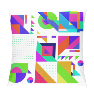 Personality  Trendy Geometric Elements Memphis Colorful And Glowing Design. Retro 90s Style Texture, Pattern And Elements. Modern Abstract Background Design And Cover Template. Pillow Covers