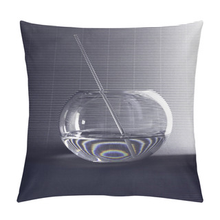 Personality  Round Glass Refractive Vessel On Striped Background Pillow Covers