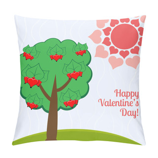 Personality  Vector Illustration Of A Tree With Hearts. Pillow Covers