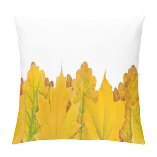 Personality  Yellow Autumn Colored Leaves Seamless Horizontal Border Pattern Isolated On White. Maple And Oak Leaves. Pillow Covers