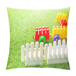 Personality  Kindergarten Background. Building Kit Details On A Green Artificial Grass. Pillow Covers