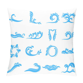 Personality  Set Of Blue Sea Waves, Water Splashing Pillow Covers