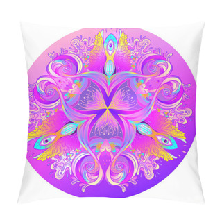 Personality  Psychedelic Mandala. Mandala. Beautiful Vintage Round Pattern. Vector Illustration. Psychedelic Composition. Indian. Pillow Covers
