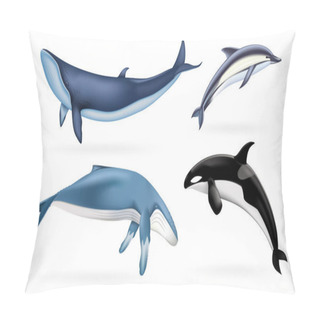 Personality  Whale Icons Set, Realistic Style Pillow Covers