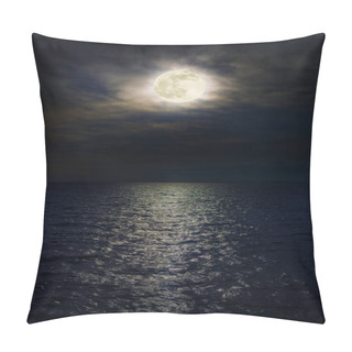 Personality  Full Moon At Night Over The Sea And Lunar Path On The Water Surface Pillow Covers