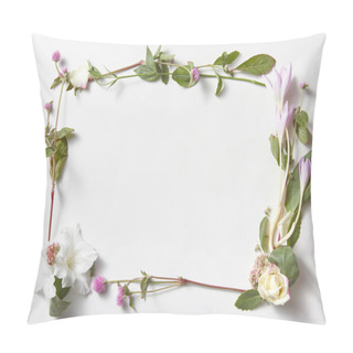 Personality  Flowers Frame In White Background Isolated Pillow Covers