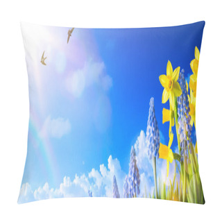 Personality  Spring Landscape Background With Fresh Spring Flowers Pillow Covers