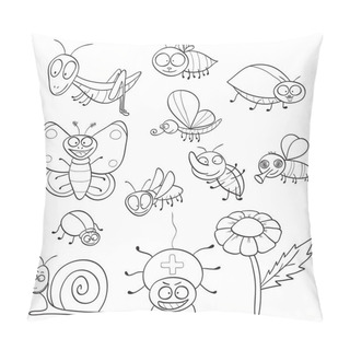 Personality  Coloring Book With Insects Pillow Covers