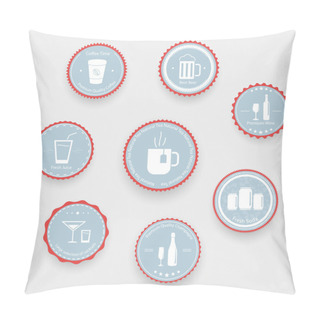 Personality  Drinks Icons On Blue Balls Pillow Covers